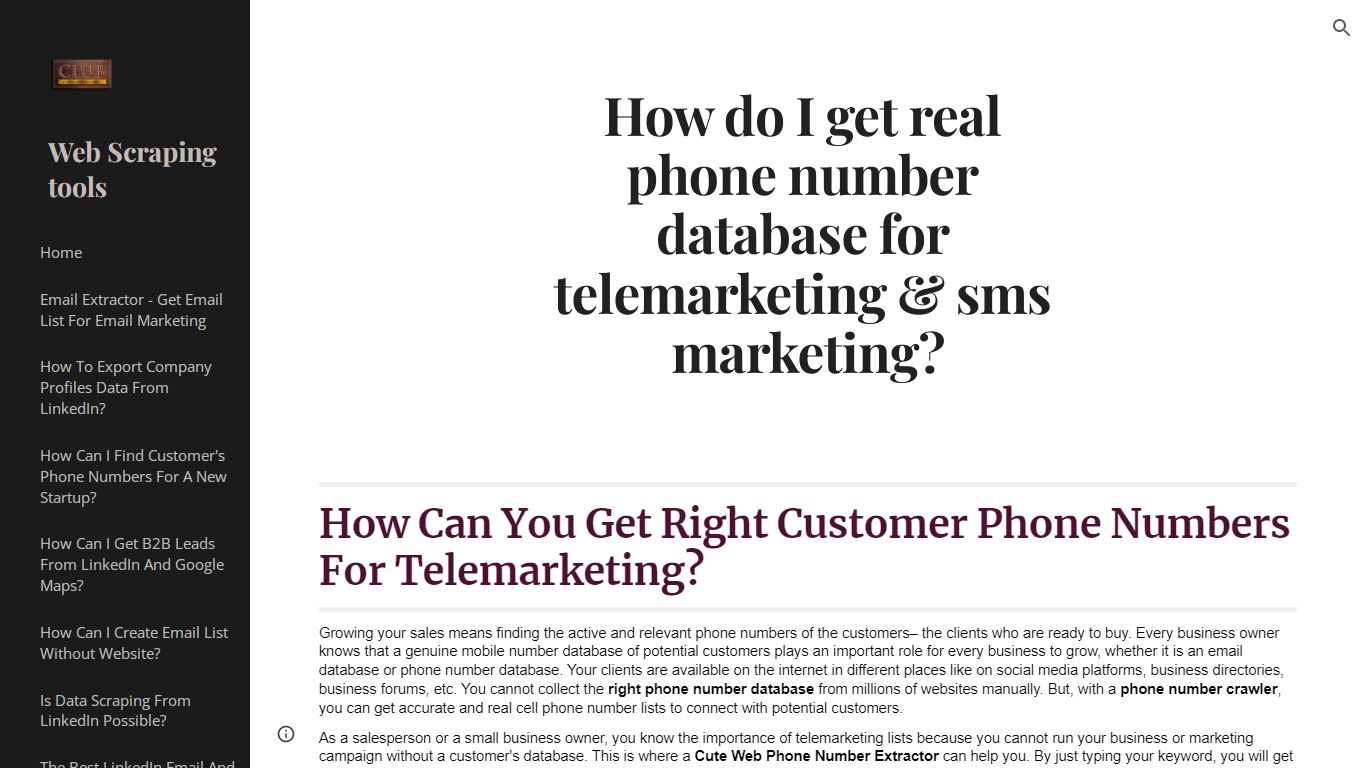 Web Scraping tools - How do I get real phone number database for ...